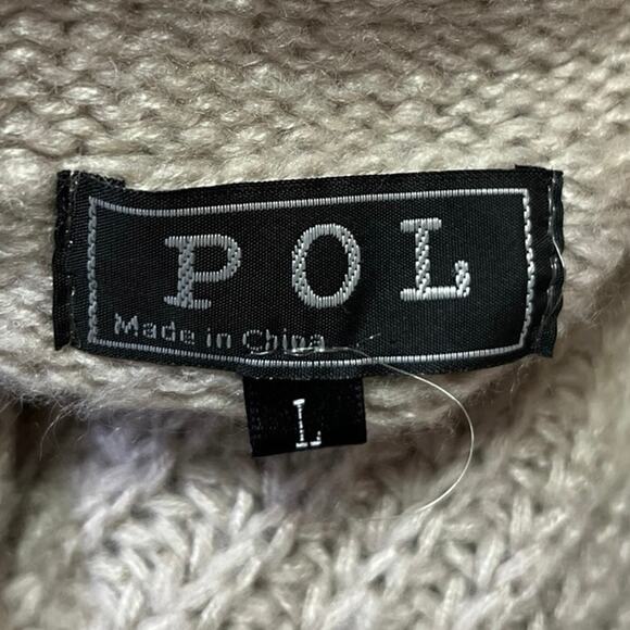 Anthropologie POL Cream Chunky Knit Distressed Pocket Cardigan Sweater Top Sz L - Picture 4 of 5